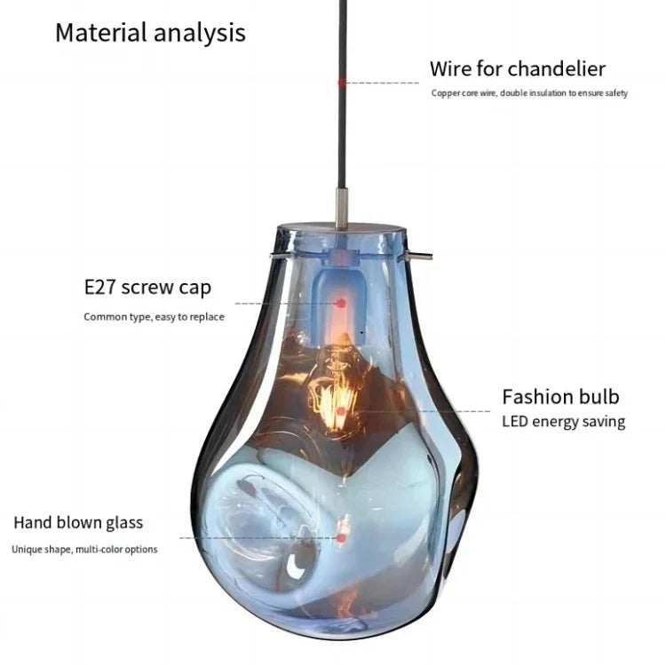 2026 Nordic Pocket Glass Chandelier Table Dining Kitchen Island Pendant Lights Minimalist Decor Lighting Suspension Design Fixtu