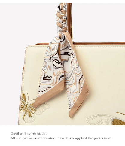 Genuine Brand  Women Bags Luxury  PU Leather  Embroidery Shoulder Bags Crossbody Messenger Bags for Women Casual Tote Sac A Main
