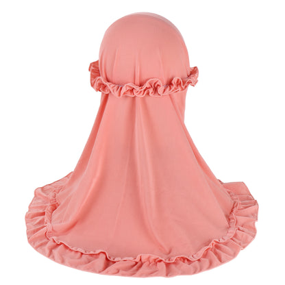 H361 Beautiful Fit 3-6 Years Old Girls Cute Hijab Head Scarf With Crinkles Baby Muslim Shawl Turban Caps