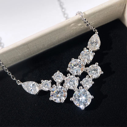 OEVAS Full Moissanite Pendant Necklace For Women S925 Silver Sparkling Wedding Chain Party Fine Jewelry Can Pass Diamond Test