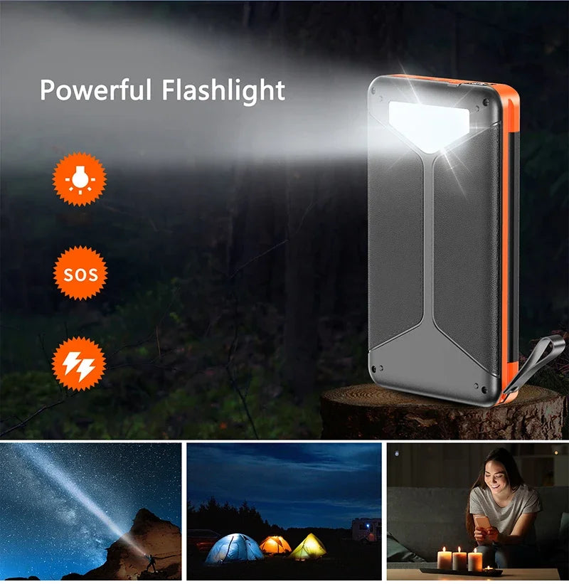20000mAh Qi Wireless Solar Power Bank Outdoor External Battery Portable Powerbank for iPhone 14 Samsung Xiaomi Huawei Poverbank