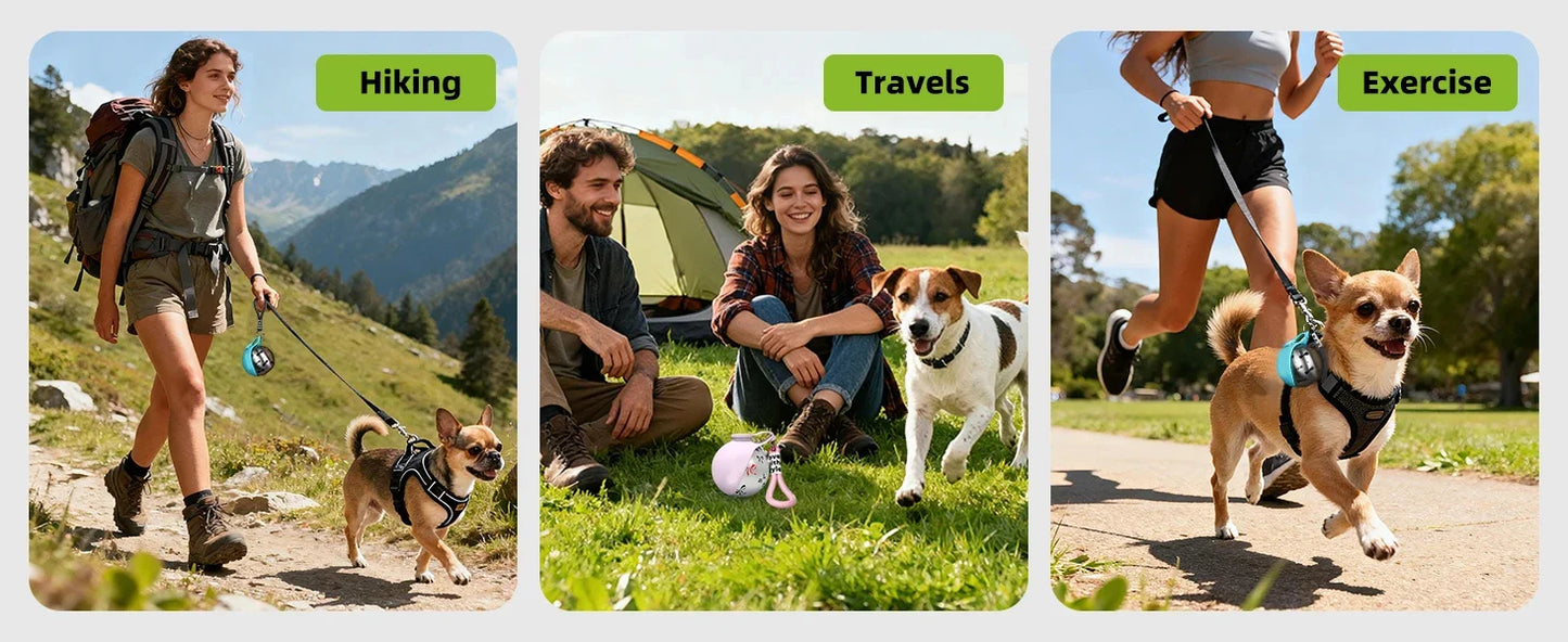 2-in-1 Portable Leak-Proof Compact Dog Travel Water Bottle Stainless Steel Silicon for Small Dogs