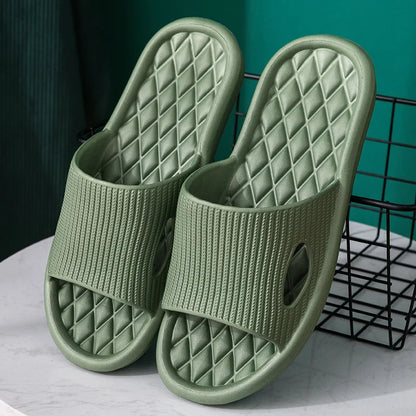 Soft Home Slippers Couple Summer Indoor Skid Proof Bathroom Slippers Sandals Hotel Solid Color Men Women Flip Flops Flat Shoes