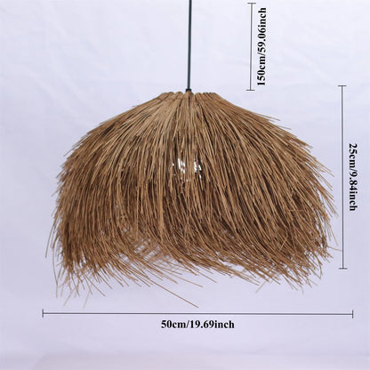 Japanese Wabi Sabi LED E27 Pendant Lights 50CM Rattan Straw Hat Chandelier Retro B&B Suspend Lamp Retro Raffia Decor Droplight