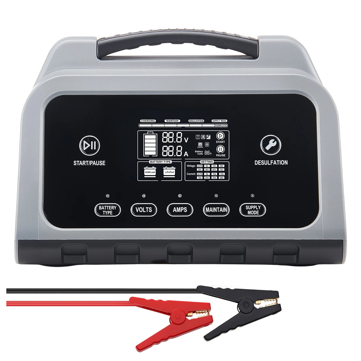 SucceBuy Smart Battery Charger 12A/16A/20A/25A with LCD Display Trickle Charging Maintainer Desulfator, for Car Boat Motorcycle