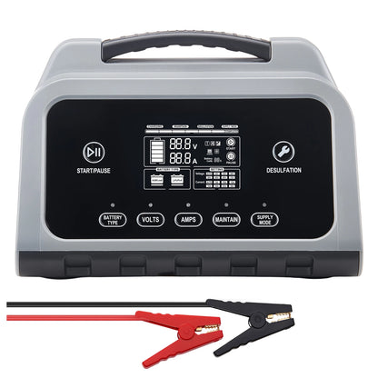 SucceBuy Smart Battery Charger 12A/16A/20A/25A with LCD Display Trickle Charging Maintainer Desulfator, for Car Boat Motorcycle