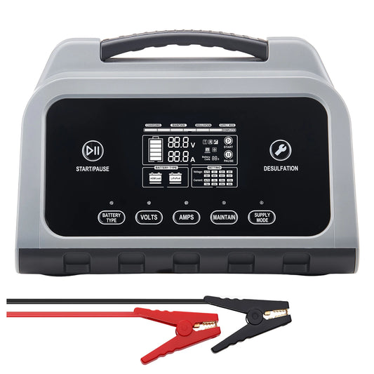 SucceBuy Smart Battery Charger 12A/16A/20A/25A with LCD Display Trickle Charging Maintainer Desulfator, for Car Boat Motorcycle