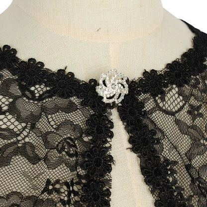 Floral Lace Lace Shoulder Wrap Thin Fabric Hollow Out Bridal Shawl Floral Pattern Diamond Embedded Wedding Capelet Bridal