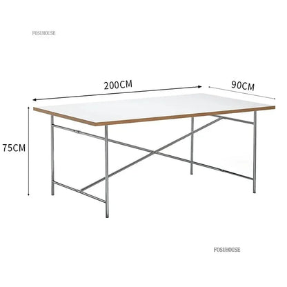 Office Furniture Stainless Steel Leg Rectangular Desks Solid Wood Office Computer Desk For Conference Room Writing Study Table g