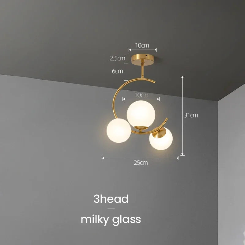 Medieval Bauhaus Gold Glass Ball Bubble Hanging LED Pendant Lights Creative Forged Lamps for Bedroom Home Decoration Chandelier