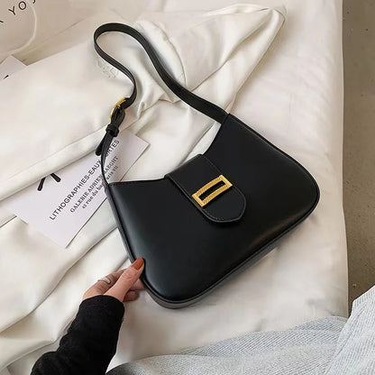 Women Bag Luxury Designer Clutch Handbags Solid Color Leather Underarm Shoulder Bag Casual Female Luxury Hobos Bags White Black