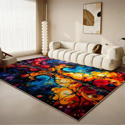 Color-Blocked Abstract Area Rug for Living Room Bedroom Modern Multi-Color Mat