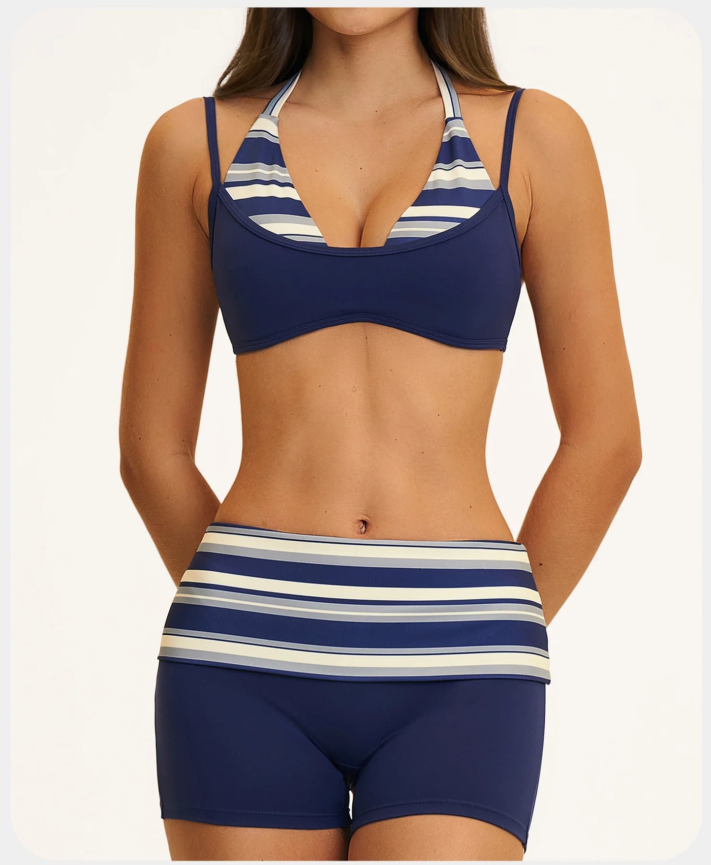 2PCS Stripes Fitness Suit Women's Tracksuits Polka Dot High Waist Workout Capri Pants Sports Set Female Yoga Sports Clothes