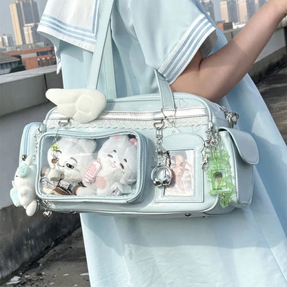 New Concert Ita Bags Y2k Cute Jk Girl Shoulder Bags Badge Display Transparent Crossbody Bag Stylish Large-capacity Commuter Bags