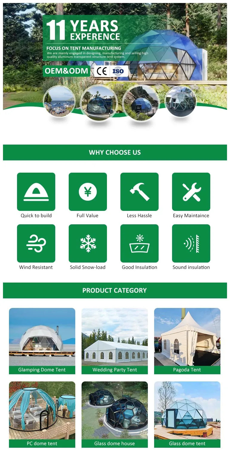 Custom windproof and snow-proof winter house, luxury geodesic glass, computer igloo, dome tent house