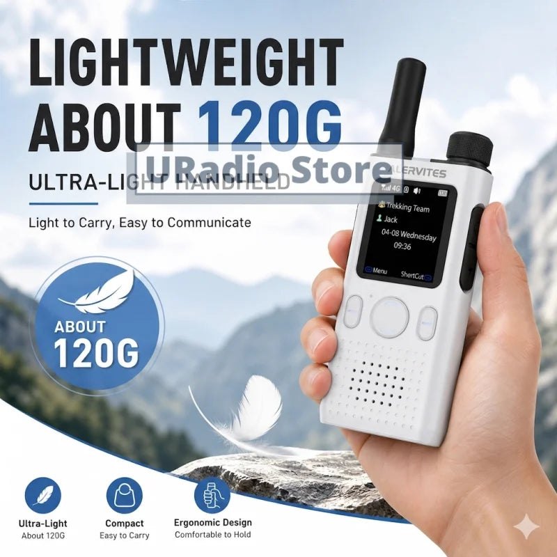 ALERVITES PoC AT1 Global Mini Walkie Talkie Baofeng Radio 4G APP Setting Type-C Charging Ultra-light Thin Single Call Nationwide