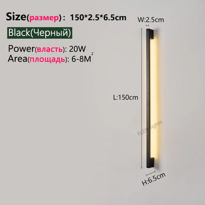 Modern Minimalist Long Wall Lamp LED Wall Mounted Light Indoor Living Room Bedroom Background Lamp Home Decora Fixtures 110/220V