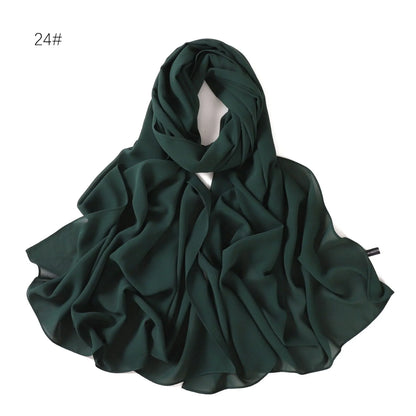 70*180cm Muslim Chiffon Hijab Shawls Scarf Women Solid Color Head Wraps Women Hijabs Scarves Ladies Foulard Femme Muslim Veil