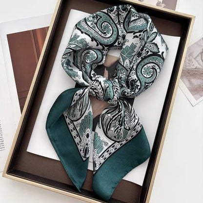 2026 New Elegant Fashion 70X70cm Printed Women's Scarf Silk Scarf Square Shawl Decorative Headband Neck Luxury Design Bandana