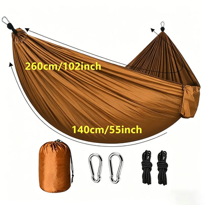 Nylon Camping Hammock Chair - Double Or Single Sizes W/Tree Straps And Attached Carry Bag - Portable for Travel/Backpacking/Beac