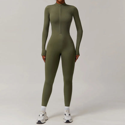 Warm Plush Sports Jumpsuits Women's Tracksuit One-Piece Fitness Suit Winter Gym Sets Long Sleeves Black Exercise Bodysuit Woman
