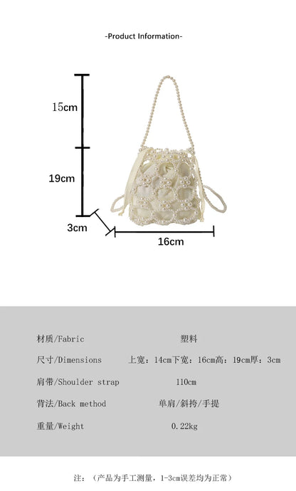 White Beading Bucket Shoulder and Crossbody Bags Exquisite Sense of Luxury Fresh Party Handbags for Women 2024 Fashion on Sale