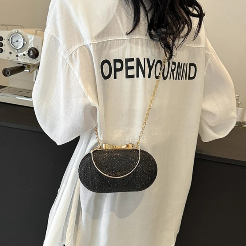 Luxury Sequined Hand-held Dinner Bag, Elegant Style Bag, High-end Chain Single-shoulder Crossbody Bag, Handbag for Wedding Party