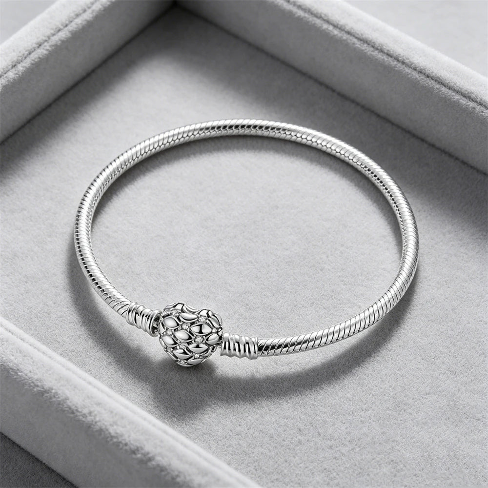 2026 Hot Selling 925 Silver Heart Shaped Buckle Snake Chain Sparkling Zircon Original Bracelet Women Fashionable Luxury Jewelry