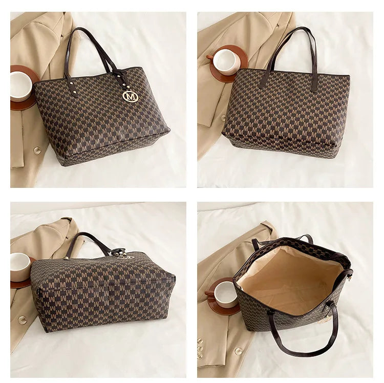 Large Capacity Commuting Tote Bags Fashionable Printed Pu Leather Handbag for Women College Students Class Handbags Shoulder Bag
