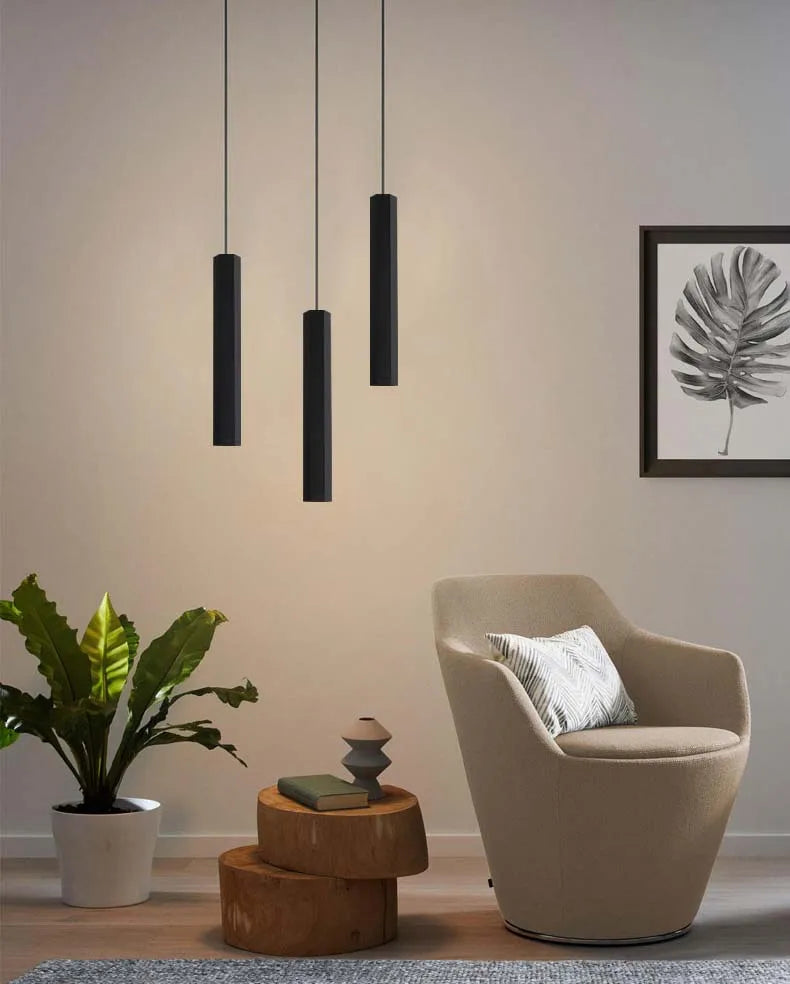Modern LED Staircase Ceiling Chandelier Black Nordic Simple Indoor Lighting Fixture New Creative Design Island Long Hanging Lamp