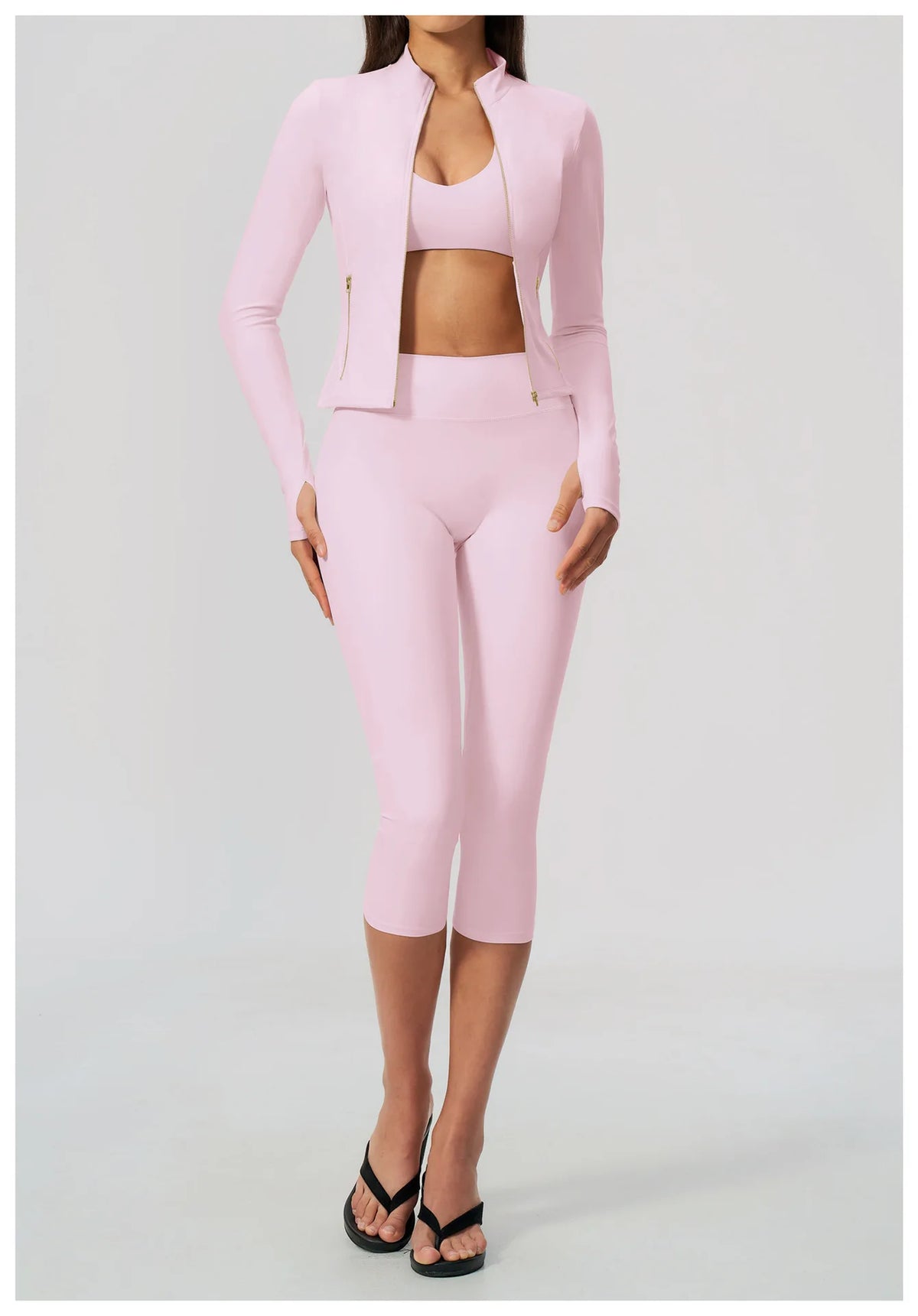 Yoga Set 3PCS Women's Tracksuit Workout Outfit Zipper Fitness Long Sleeved Sports Set Gym Clothes Female Sports Bra Yoga Outfits