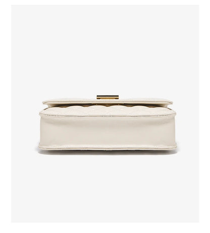 FOXER 2026 Women White Quilted Crossbody Bag Luxury Leather Chain Shoulder Bag Fashion Lady Flap Square Purse for Casual & Party