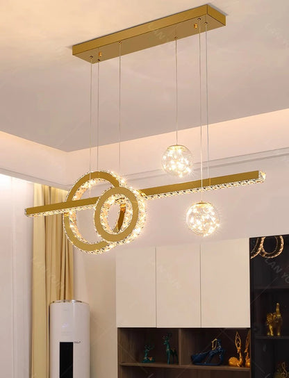 Modern home decoration salon lamps for living room smart crystal Pendant lights dining room indoor lighting