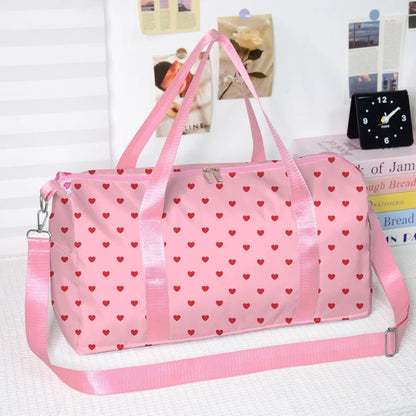 Popular Youthful Trendy Pink Love 3D Print Barrel Shape Crossbody Outdoor Sports Bags Gym Yoga Bag Large Capacity Travel Bags