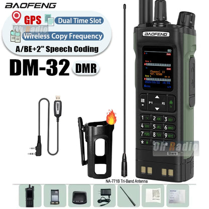 BAOFENG DM-32 Walkie Talkie With Belt Holster DMR Radio Digital GPS APRS AES256 Type-C Vox 4000CH DualMode Analog Dual Time Slot