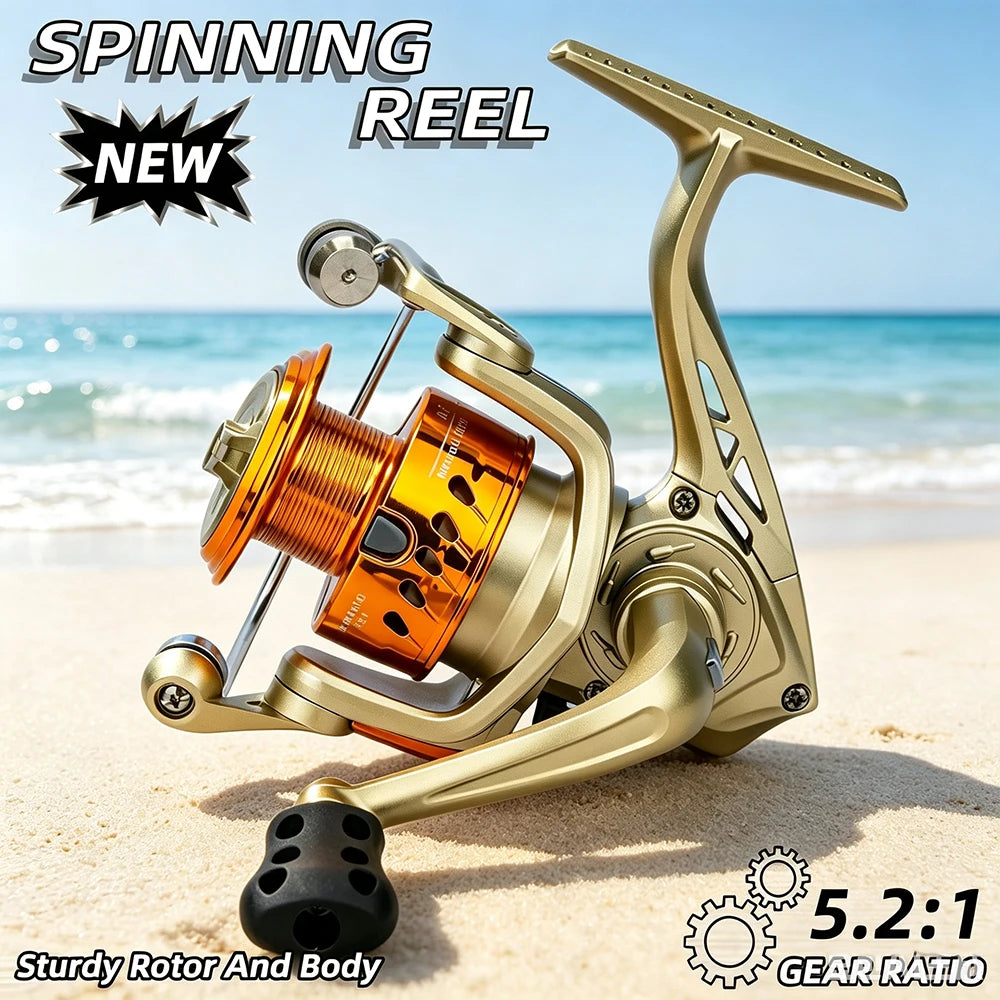 AB Spinning Reel,Saltwater Freshwater Fishing Reel,10kg Max Drag,5.2:1 Gear Ratio,With Metal Spool&Fold Rocker
