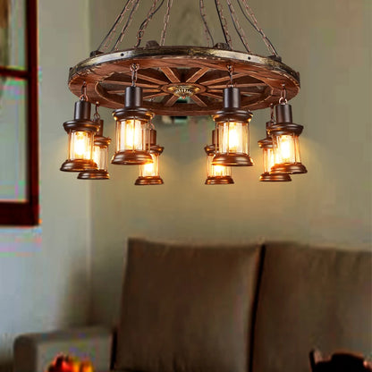 Classical Industrial Iron LED Wheel Pendant lights Metallic lustre Hanging Lamps Bar decoration Suspend Lamps Cafe Pendend Lamps