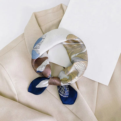 Silk Scarf For Bag Lady Neck Tie 100% Silk Scarf Luxury Brand Print Flower Stripe Plaid Dot Bandana Hair Tie Handkerchief Gifts
