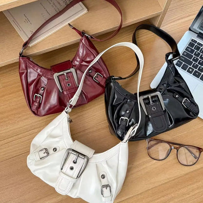 Y2K Retro Pleated Hobo Shoulder Bag for Women Hot Selling Maillard Style Underarm Bag Clutch Handbags for Travel Work Shopping