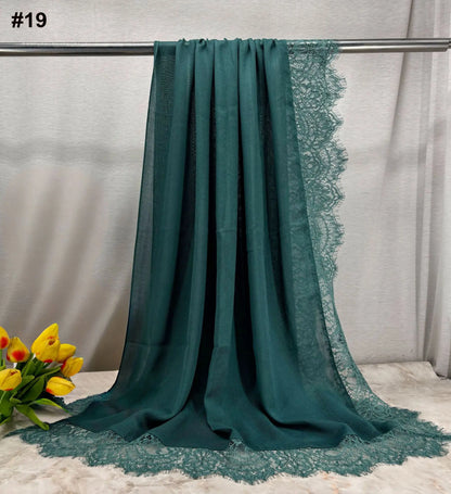 2026 New Rayon Cotton Modal Hijab Scarf Lace Splicing Turban Breathable Women Shawl Cotton Plain Scarf Headscarf Women Hijabs