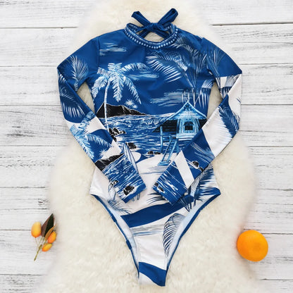 2026 Surfing Sport Swimsuit Long Sleeves Women One Piece Swimsuit  Swimwear Solid Monokini Bathing Suit Tropical Bodysuit Female