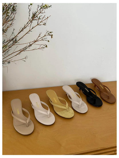 2026 New Summer Thin Heels Slippers Sandals Narrow Band Slides Ladies Shoes Fashion Women Pumps Flip Flops Luxury Slippers Shoes