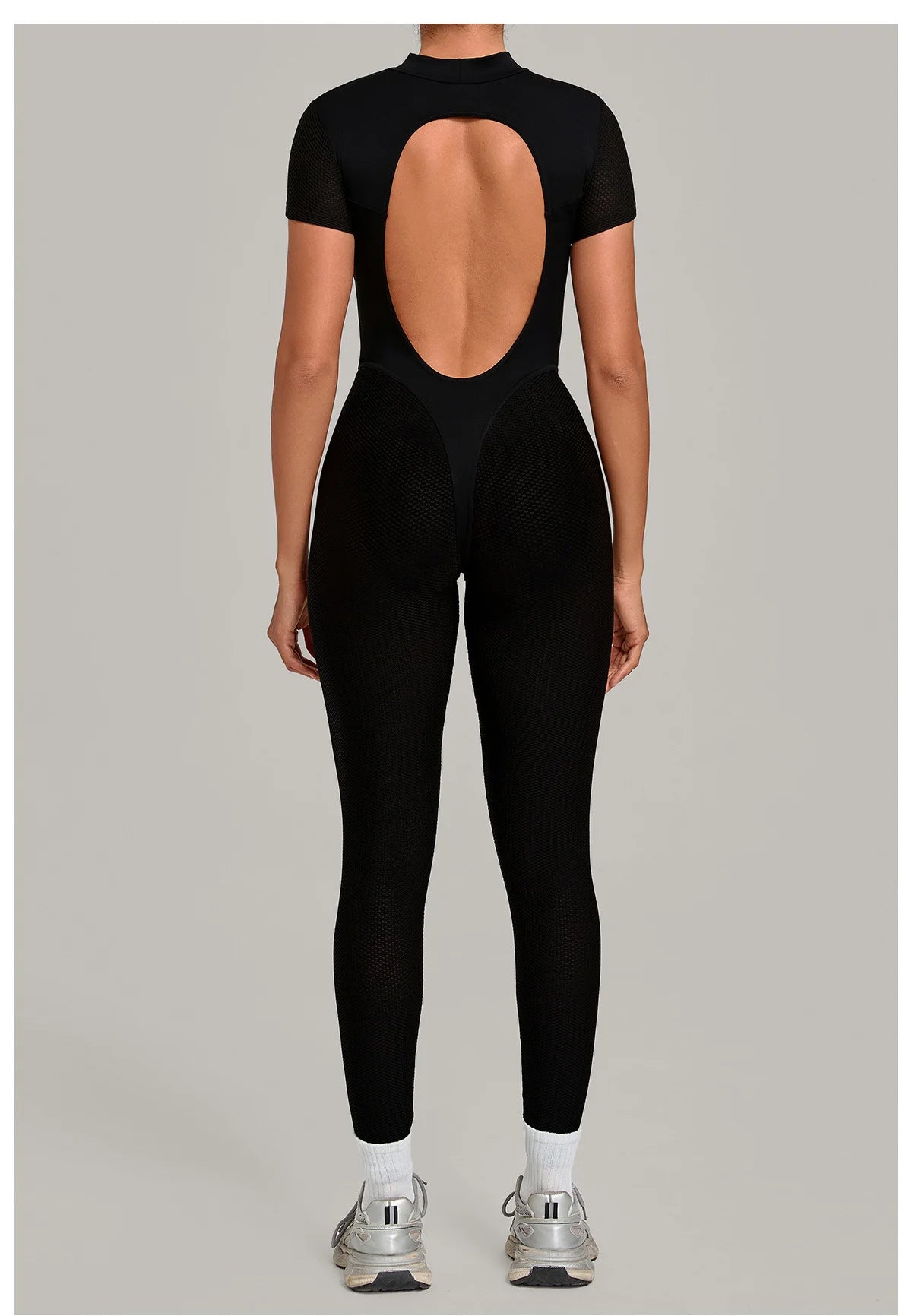 Sexy One-Piece Womens Tracksuit Long Sleeved Sports Rompers Running Yoga Jumpsuit High Stretch Push Up Fitness Workout Bodysuits