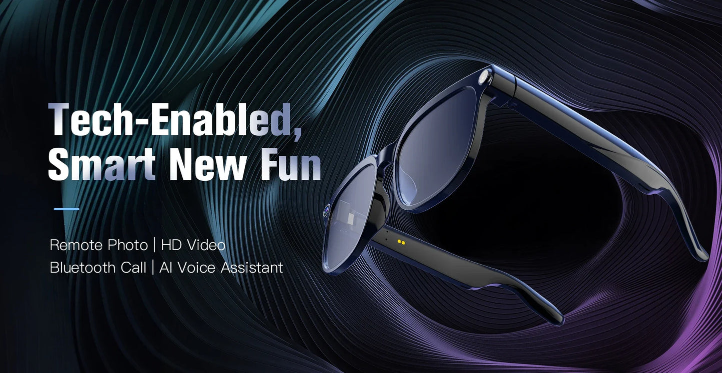 2026 New Smart Glasses 800W HD Pixel Camera IP65 Waterproof 290mAh Battery Real-time Translation Real-time Recording Sunglasses