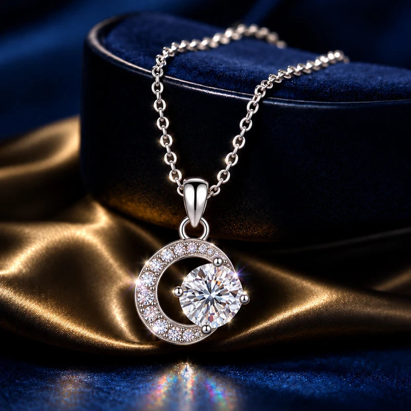 1.0ct Moissanite Necklace VVS1 D Color With Certificate 18K Gold Plated S925 Sterling Sliver Fine Jewelry for Woman Jewelry Gift