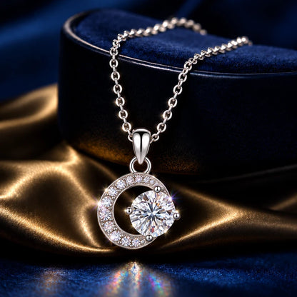 Women's Moissanite Pendant Necklace D Color VVS1 Halo Design S925 Silver Jewelry with GRA Certificate Wedding Birthday Gift