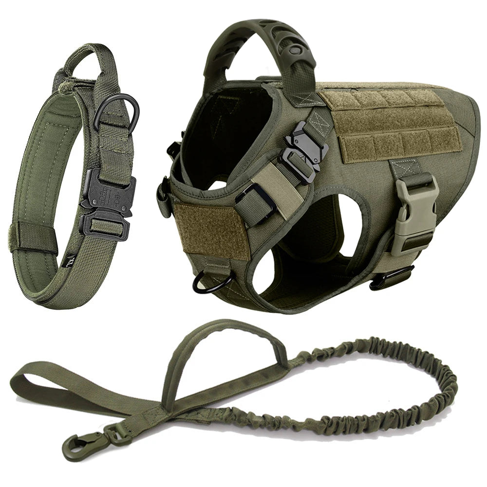 Dog Harness for Large Dogs Leash Collar Molle Pouch Military Harnesses French Bulldog Pet Tactical Training Vest Dog Accessories