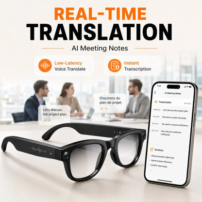 New AI Smart Glasses 13MP HD Camera 1200P Video  Multiple Languages Translation WiFi Sunglasses Bluetooth Call Music Men Women