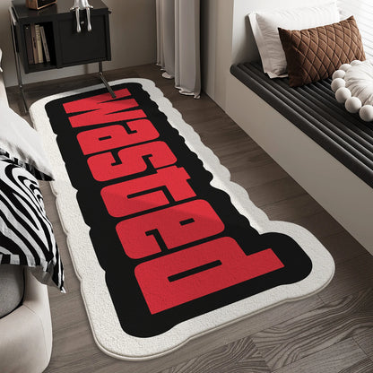 VIKAMA GTA Wasted Printed Bedside Runner Rug, Non-Slip Soft Plush Floor Mat, Trendy Game Theme Bedroom Hallway Carpet