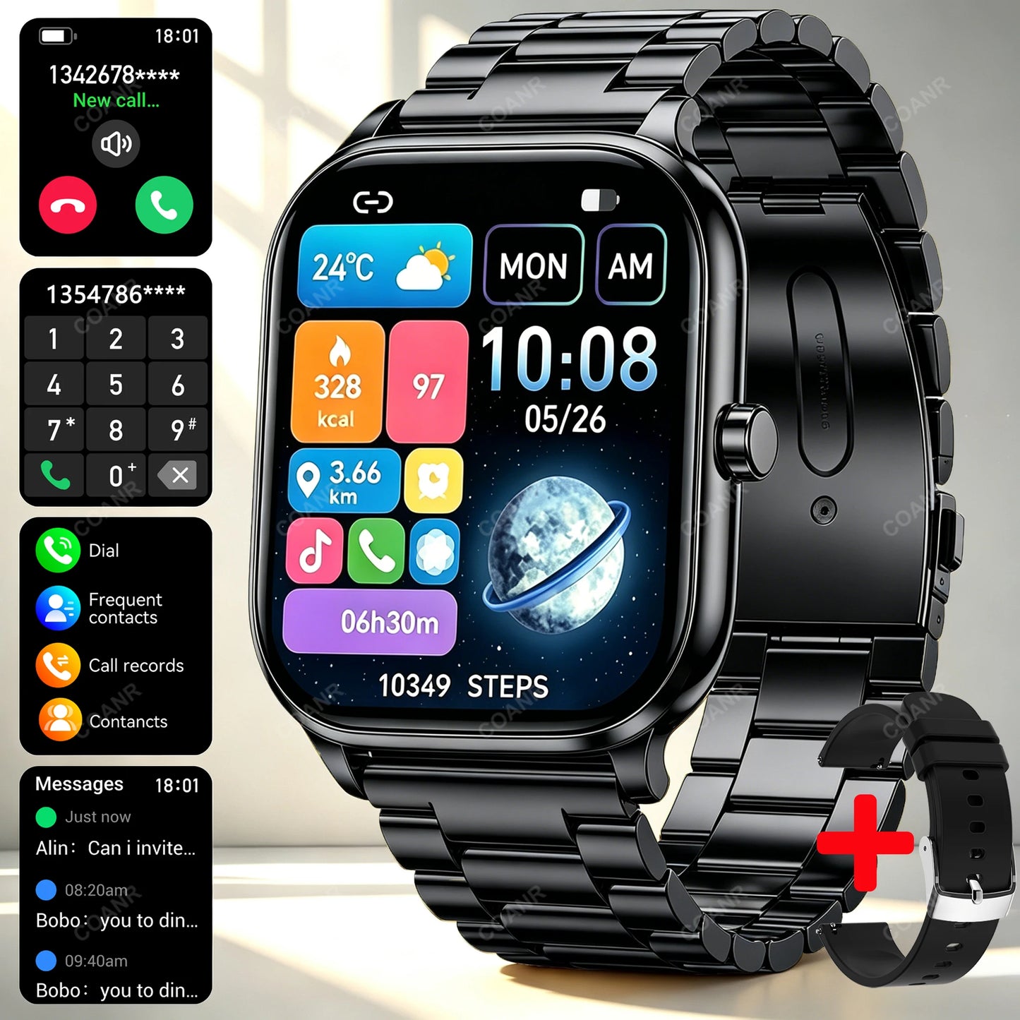 New Men woman Smart Watch 1.83" HD Screen Health Monitor wireless Call Sports Fitness tracking SmartWatches IP68 Waterproof